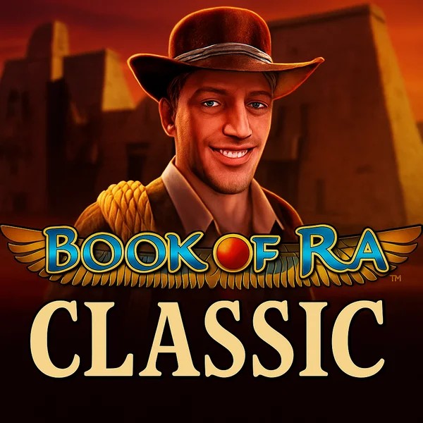 Book of Ra Classic slot logo by Novomatic at Mostbet Casino